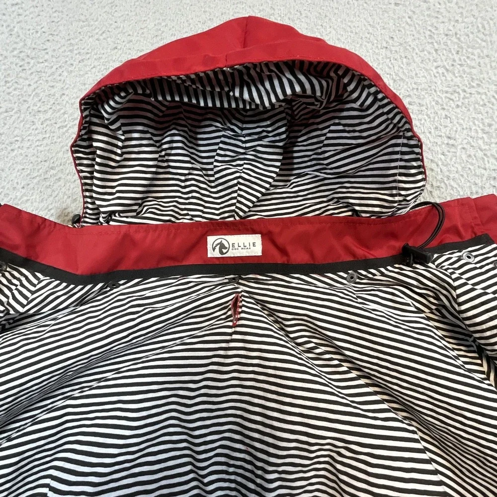 Ellie Dog Wear Rain Coat XXL Red Waterproof Nylon Hooded Dog Jacket Adjustable‎